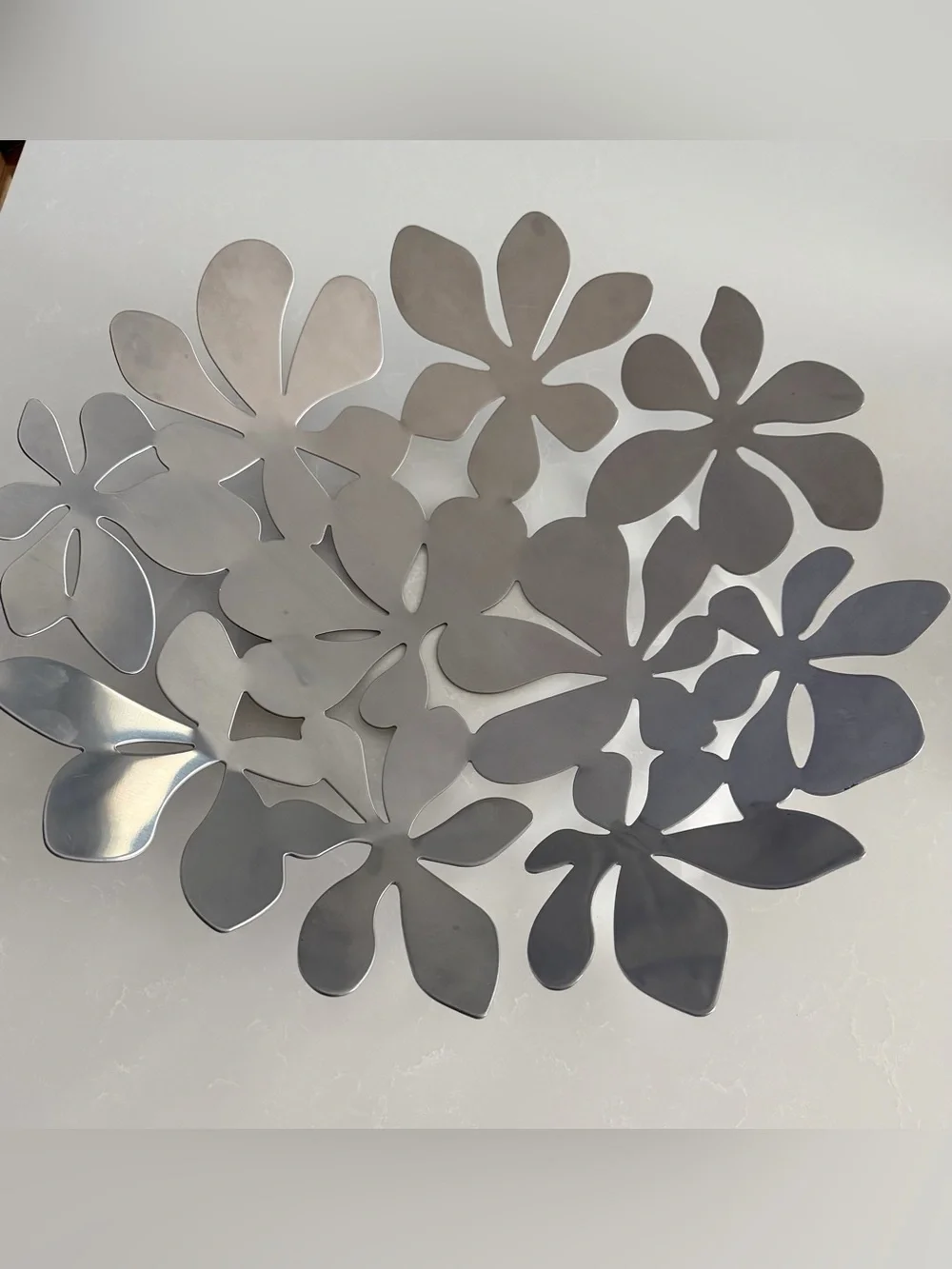 Vintage IKEA STOCKHOLM Monika Mulder 17” Stainless Steel Floral Bowl